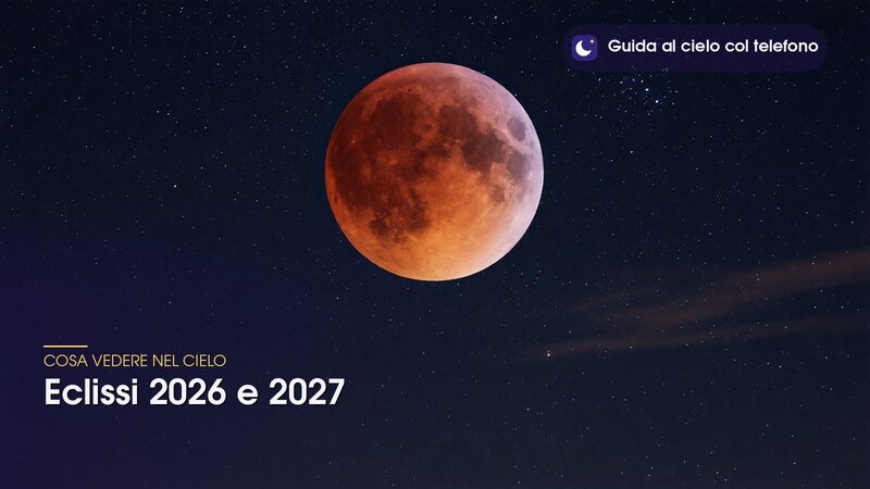 Luna color rame durante un'eclissi totale, per il calendario delle eclissi 2026 e 2027